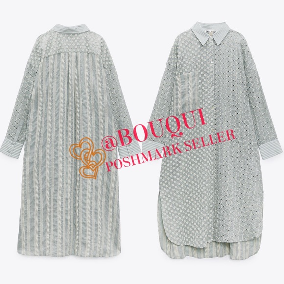 BLOGGER FAV ZARA PATCHWORK EMBROIDERED SHIRT DRESS - Picture 8 of 9